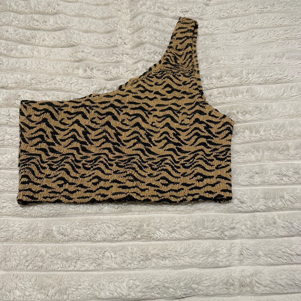 Stylish One-Shoulder Zebra Print Tank Top